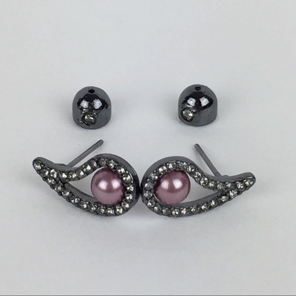 Bohemian Carolee Paisley Pave Lilac pearl Earring